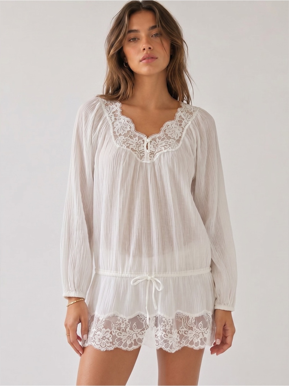NWT WHBM Silk Lace Coverup Top